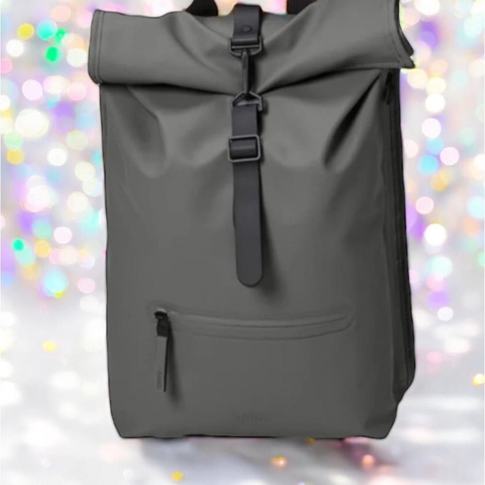 RAINS Rolltop Rucksack in metallic grey NWT MSRP $140